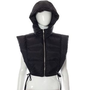 Ladies Futuristic Bubble Sleeveless Cropped Puffer Vest Poncho Jacket Size Large